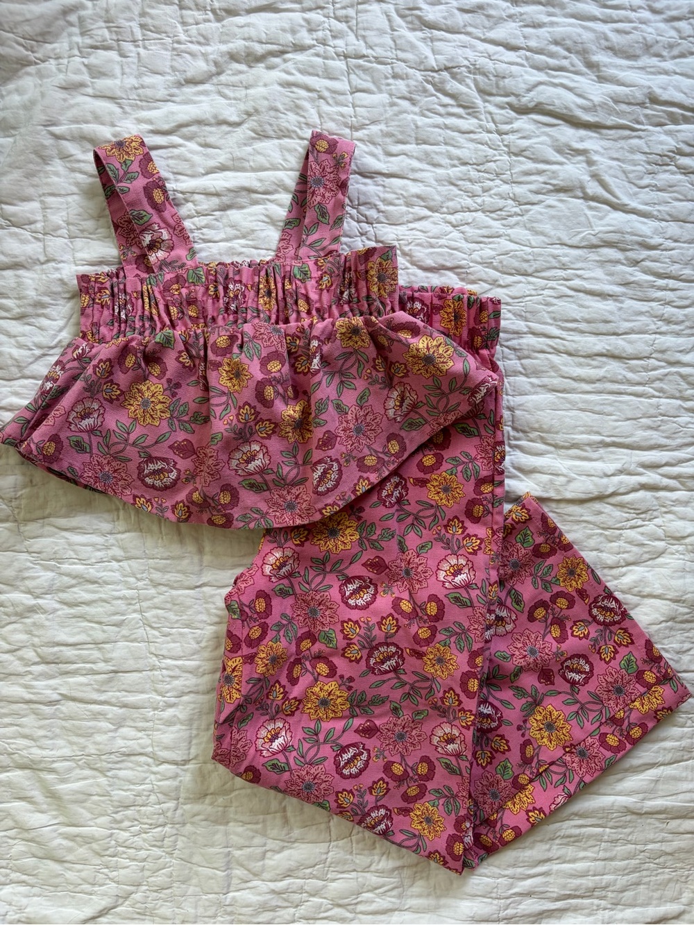 Girls Pink Floral Two-Piece Set